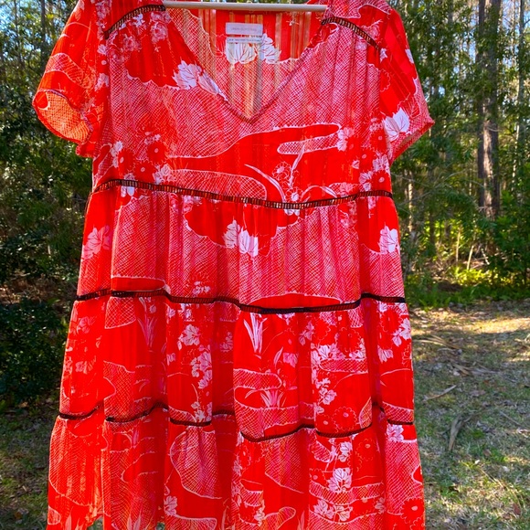 Red white and black coy fish pond dress - Picture 1 of 11